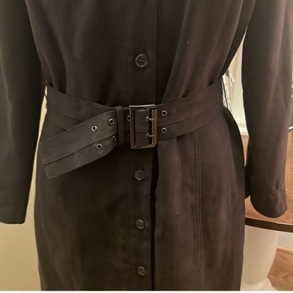 Ann Taylor LOFT Ultra Suede Shirt Dress Brown Sz 0 - Picture 4 of 12